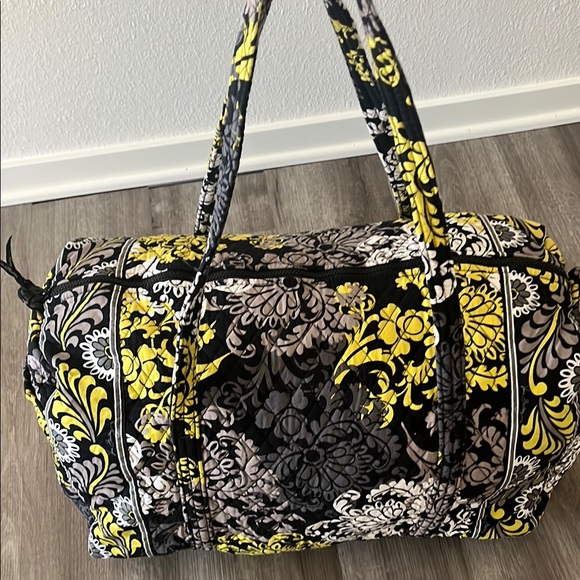 Floral Patterned Duffel Bag - Black, Yellow, Gray - Picture 3 of 5